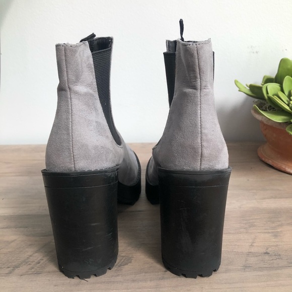Divided Faux Suede Chunky Heel Booties - Picture 5 of 8